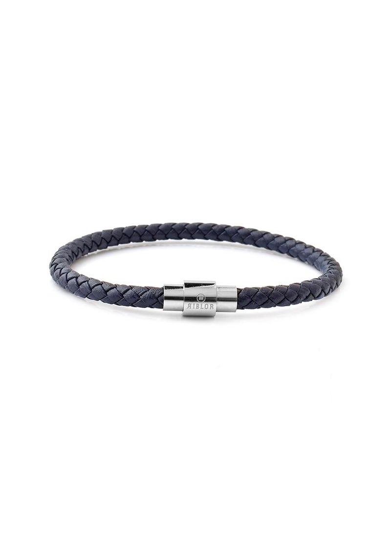 Riblor Vittorio Leather Bracelet Navy Blue - Image 1